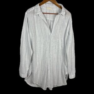 CP Shades Women Long Sleeve 100% Cotton Popover Shirt Tunic Dress Sz M Oversized